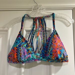 Colorful paisley strappy bikini top